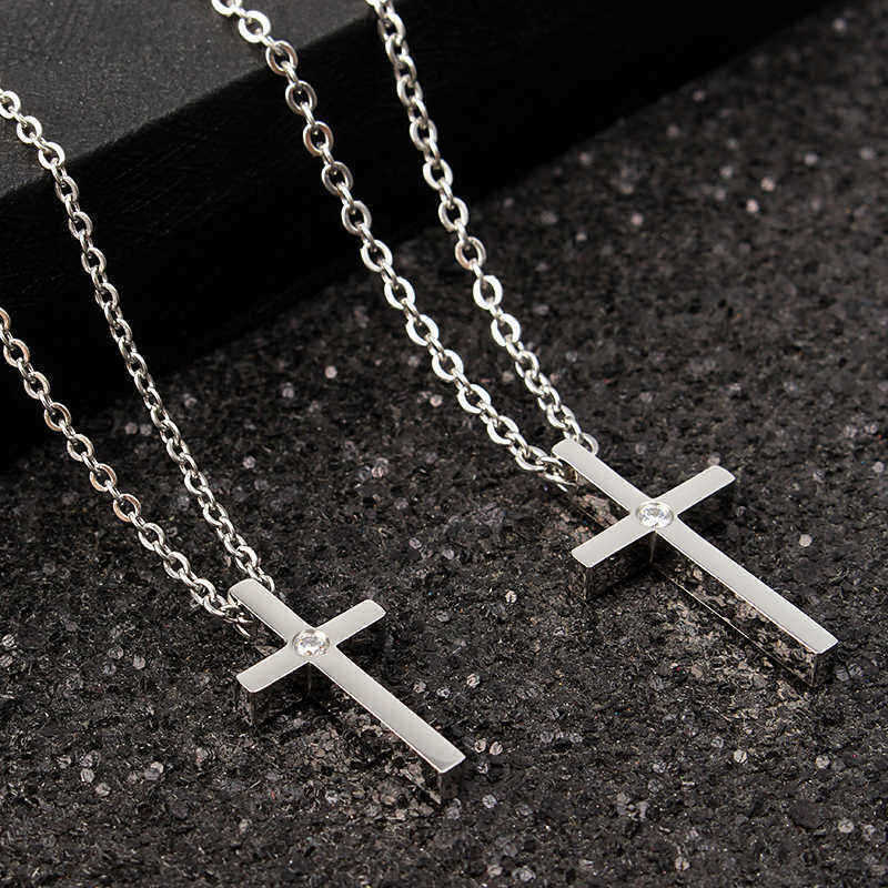 Silver-Smooth-Simple-Cross-O-Shape-Necklace-Chain-Couple-Gifts-For-Women-Men-1122768