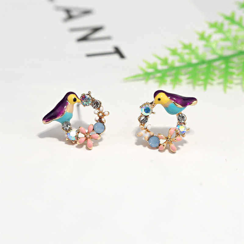 Sweet-Ear-Stud-Earring-Coloful-Flower-Birds-Teapot-Asymmetric-Earrings-Ethnic-Jewelry-for-Women-1329405