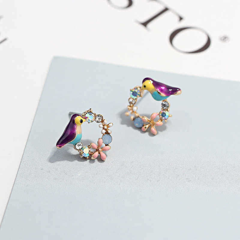 Sweet-Ear-Stud-Earring-Coloful-Flower-Birds-Teapot-Asymmetric-Earrings-Ethnic-Jewelry-for-Women-1329405