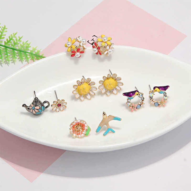 Sweet-Ear-Stud-Earring-Coloful-Flower-Birds-Teapot-Asymmetric-Earrings-Ethnic-Jewelry-for-Women-1329405