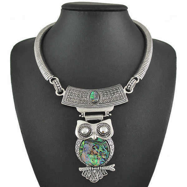 Tibetan-Turquoise-Owl-Pendant-Statement-Choker-Necklace-For-Women-996266