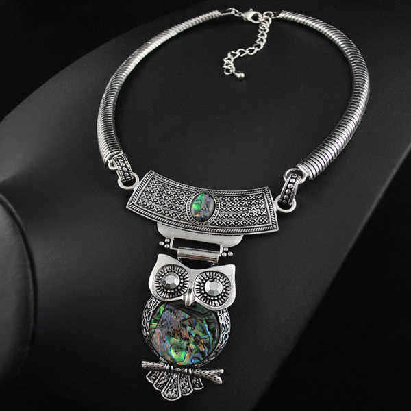 Tibetan-Turquoise-Owl-Pendant-Statement-Choker-Necklace-For-Women-996266