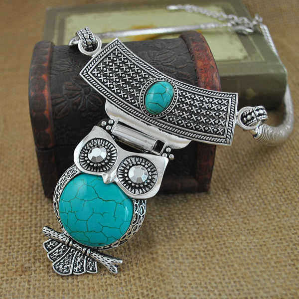 Tibetan-Turquoise-Owl-Pendant-Statement-Choker-Necklace-For-Women-996266