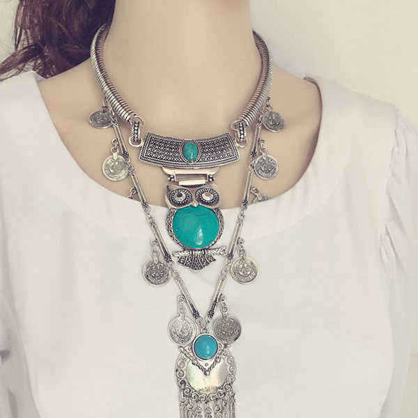 Tibetan-Turquoise-Owl-Pendant-Statement-Choker-Necklace-For-Women-996266