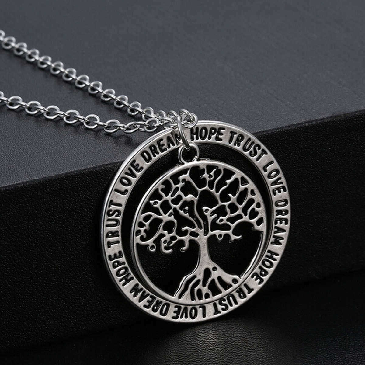 Tree-Plant-Animal-Letter-Star-Round-Charm-Silver-Necklace-Chain-1042187