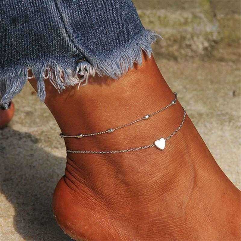 Trendy-Double-layered-Heart-Anklet-Peach-Heart-Beach-Anklet-1491209