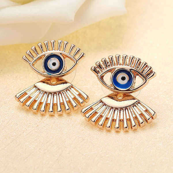 Trendy-Statement-Eye-Eyelash-Ear-Stud-Earrings-Silver-Rose-Gold-Plated-1232327