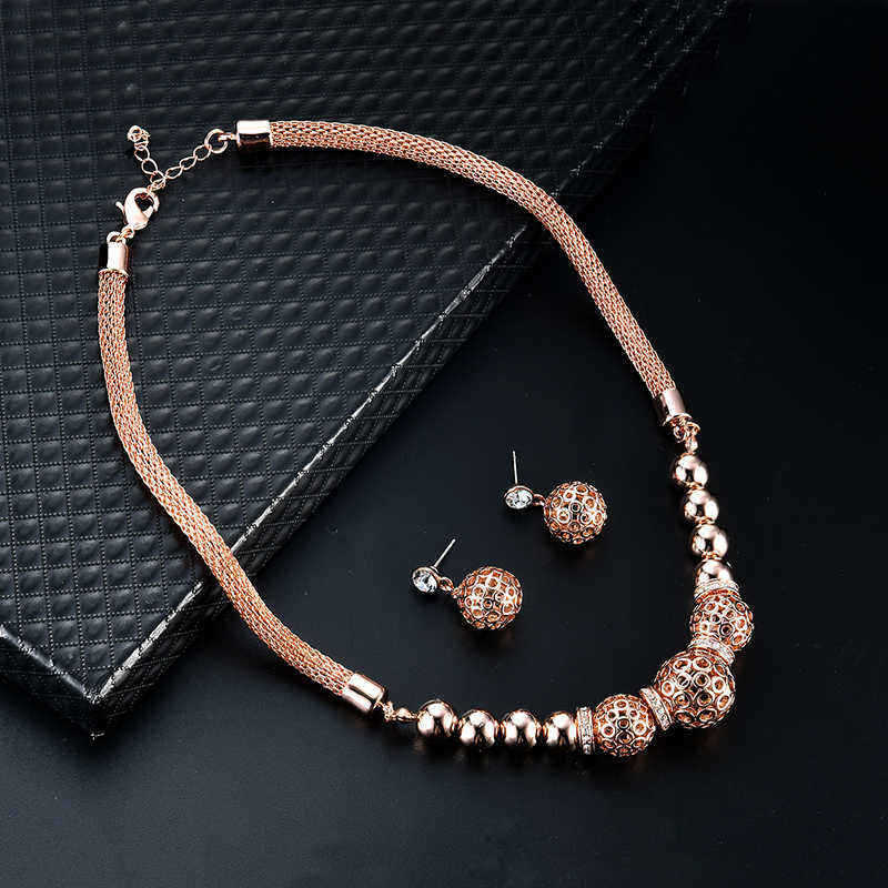 Trendy-Womens-Rose-Gold-Bead-Pendant-Jewelry-Set-Necklace-Rhinestone-Earrings-1241336