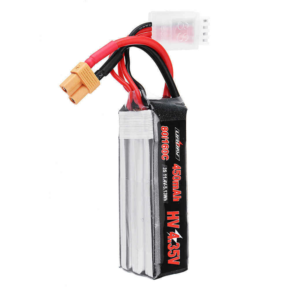 URUAV-114V-450mAh-80C160C-3S-HV-435V-Lipo-Battery-XT30-Plug-for-FPV-Racing-Drone-1460758