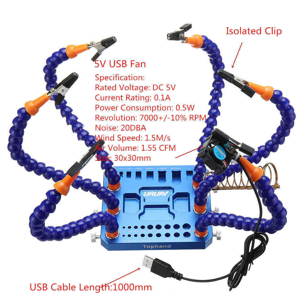 URUAV-Tophand-Six-Arm-Soldering-Station-Multi-functional-Tool-w-USB-Fan-XT30-XT60-Plug-Pad-for-RC-Dr-1542887