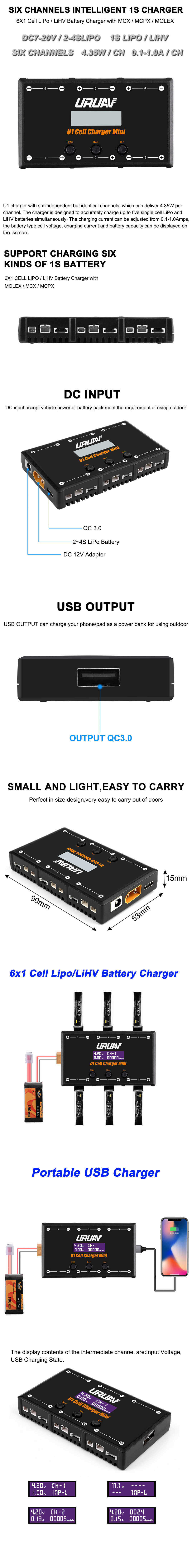 URUAV-U1-6-in-1-6X435W-6X1A-DC-1S-Battery-Charger-For-1S-LIPOLiHV-Battery-With-USB-Micro-MCX-mCPX-MO-1556720