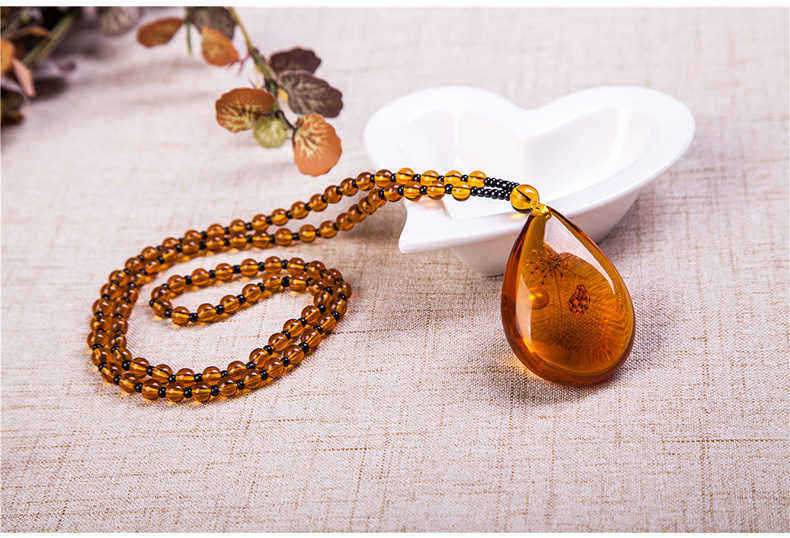 Unisex-Resin-Amber-Flower-Drop-Pendant-Vintage-Geometry-Beads-Women-Necklace-Chain-1268047