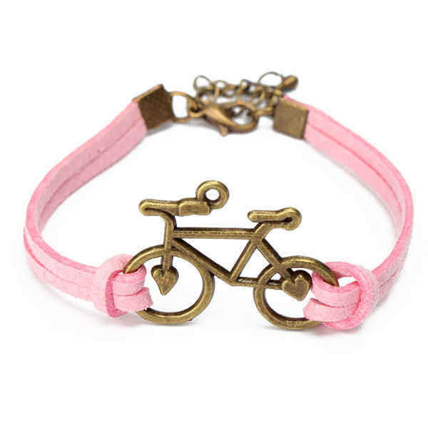 Vintage-Bronze-Bicycle-Bike-PU-Leather-Bracelet--For-Women-973695