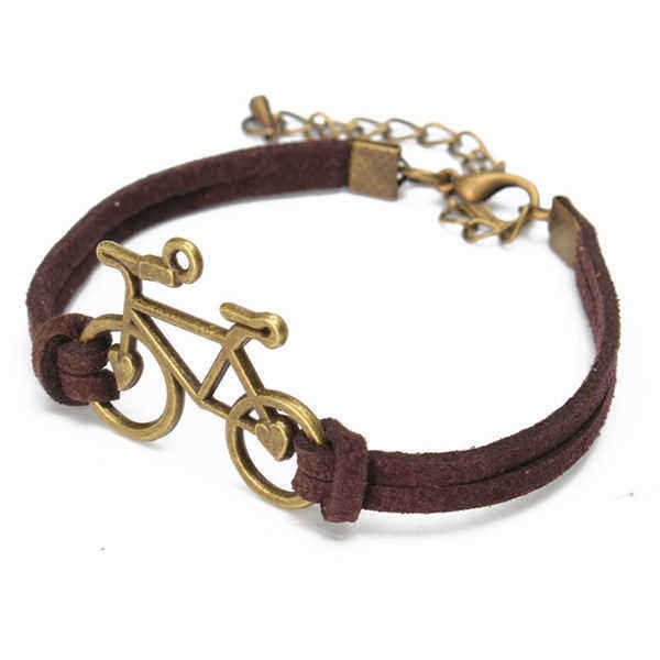 Vintage-Bronze-Bicycle-Bike-PU-Leather-Bracelet--For-Women-973695