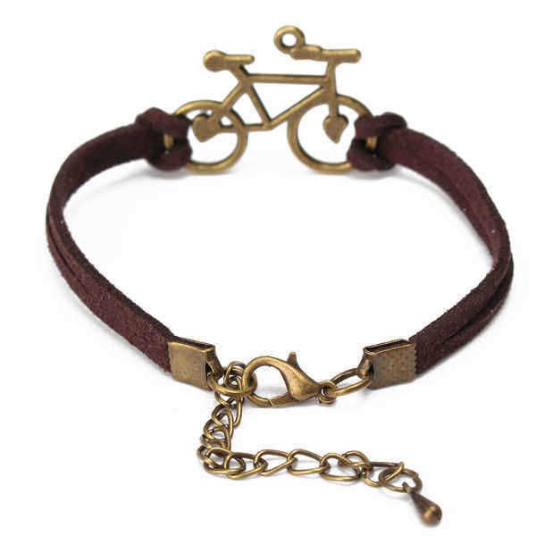 Vintage-Bronze-Bicycle-Bike-PU-Leather-Bracelet--For-Women-973695