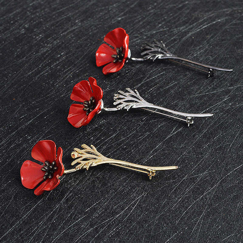 Vintage-Clothing-Beautiful-Brooches-Poppy-Flower-Silver-Gold-Collar-Pins-for-Women-Men-1269810