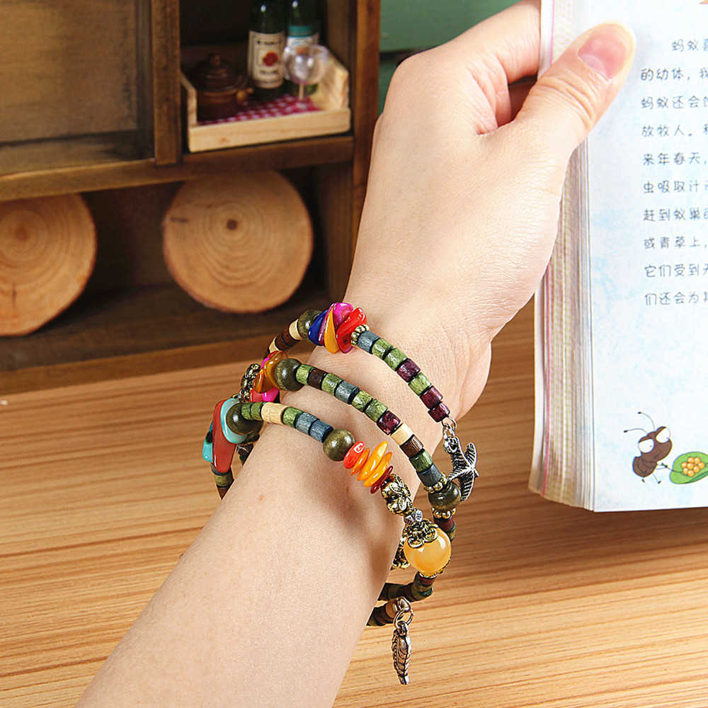 Vintage-Multilayer-Tibetan-Buddhist-Colorful-Long-Wood-Beaded-Unisex-Bracelet-Gift-1232319
