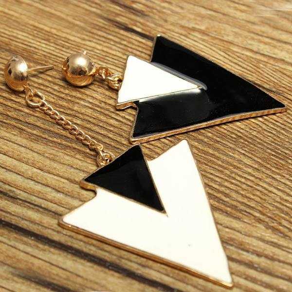 White-Black-Geometry-Double-Triangle-Alloy-Dangle-Stud-Earrings-966515
