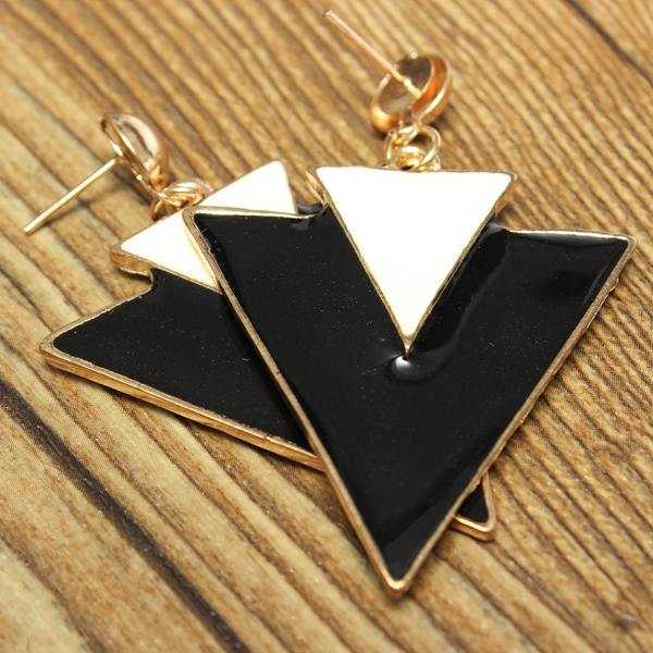 White-Black-Geometry-Double-Triangle-Alloy-Dangle-Stud-Earrings-966515