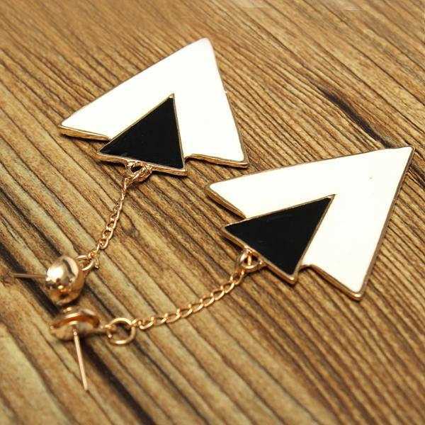 White-Black-Geometry-Double-Triangle-Alloy-Dangle-Stud-Earrings-966515