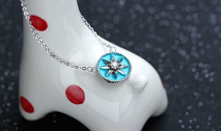 Women-925-Sterling-Silver-Enamels-Pendant-Clavicle-Necklace-Jewelry-1025661