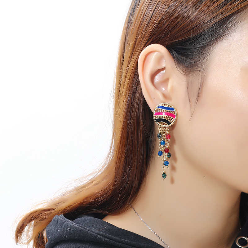 Women-Bohemian-Earrings-Gold-Plated-Round-Charm-Tassel-Colorful-Bead-Pendant-Ear-Clip-Boho-Jewelry-1179640