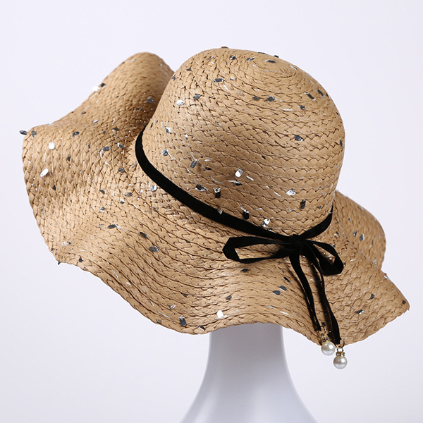 Women-Sun-Flower-Casual-Hat-Outdoor-Summer-Sunshade-Collapsible-Straw-Cap-1272186