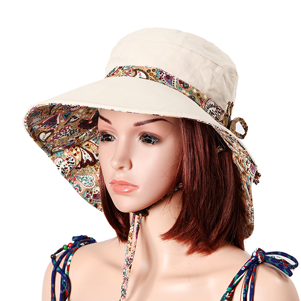 Women-Sunscreen-Bucket-Hat-Casual-Anti-UV-Wide-Brim-Double-Sided-Wear-Beach-Hat-1177984