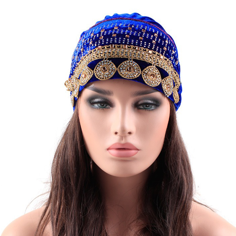 Women-Velvet-Bow-Indian-Ethnic-Style-Side-Flower-Turban-Cap-Flexible-Headband-1435153