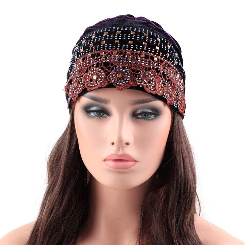 Women-Velvet-Bow-Indian-Ethnic-Style-Side-Flower-Turban-Cap-Flexible-Headband-1435153