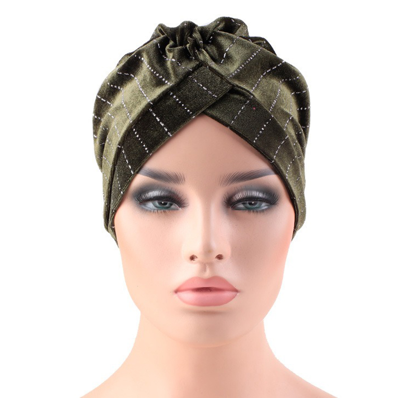 Women-Velvet-Stripe-Crossed-Indian-Ethnic-Style-Turban-Cap-Flexible-Headband-1435159