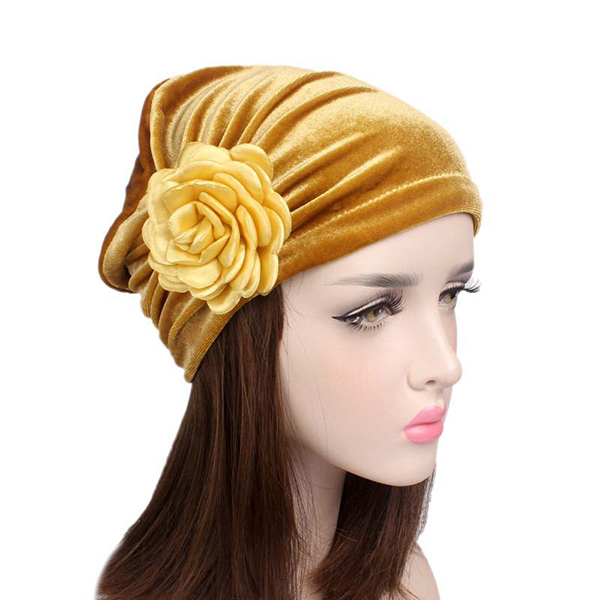 Women-Vintage-Muslim-Flower-Pleated-Velvet-Turban-Hat-Casual-Chemotherapy-Beanie-Cap-1265404