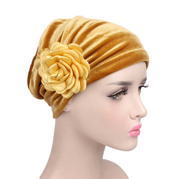 Women-Vintage-Muslim-Flower-Pleated-Velvet-Turban-Hat-Casual-Chemotherapy-Beanie-Cap-1265404