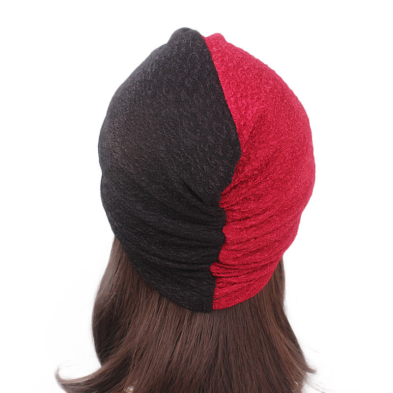 Women-Vintage-Muslim-Polyester-Crossed-Chemical-Turban-Hat-Casual-Stripe-Beanie-Cap-1334780