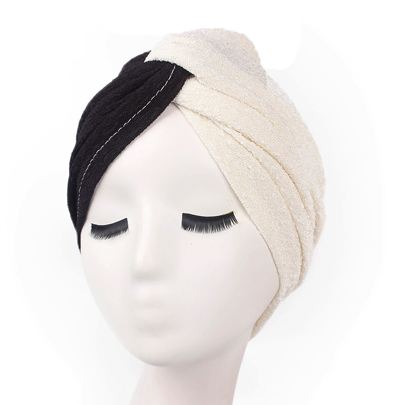 Women-Vintage-Muslim-Polyester-Crossed-Chemical-Turban-Hat-Casual-Stripe-Beanie-Cap-1334780