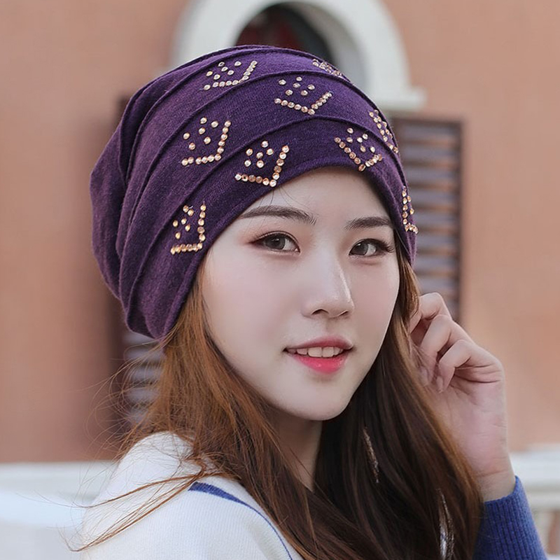 Women-Vintage-Polyester-Breathable-Beanie-Cap-Outdoor-Earmuffs-Flexible-Turban-Cap-1437391