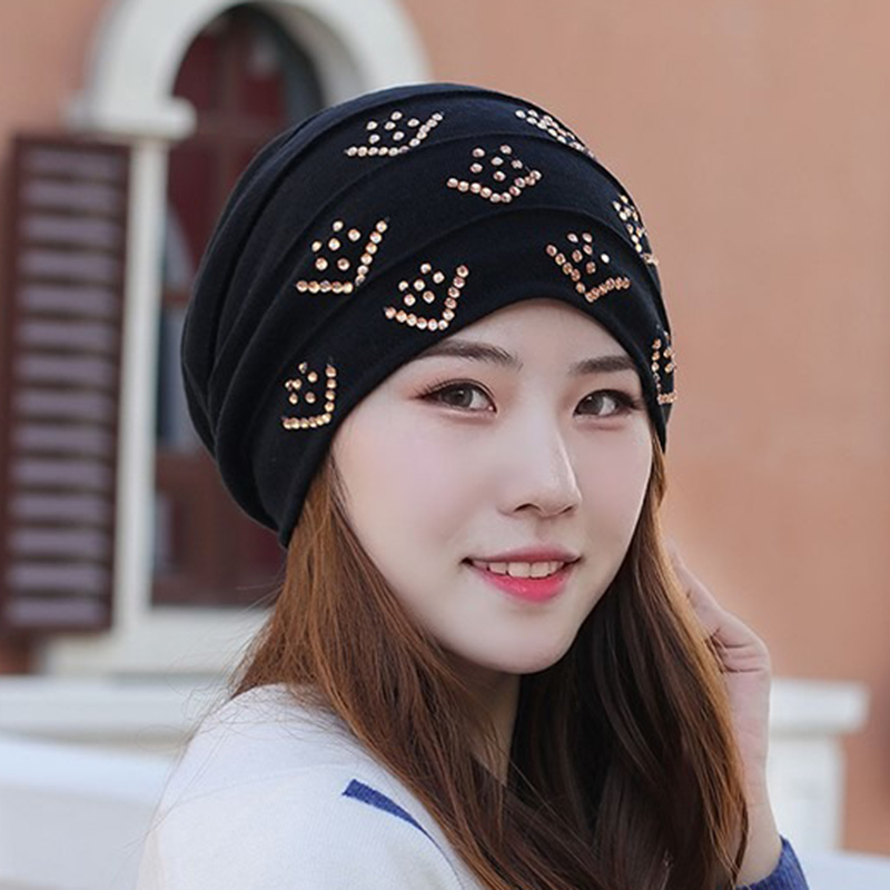 Women-Vintage-Polyester-Breathable-Beanie-Cap-Outdoor-Earmuffs-Flexible-Turban-Cap-1437391