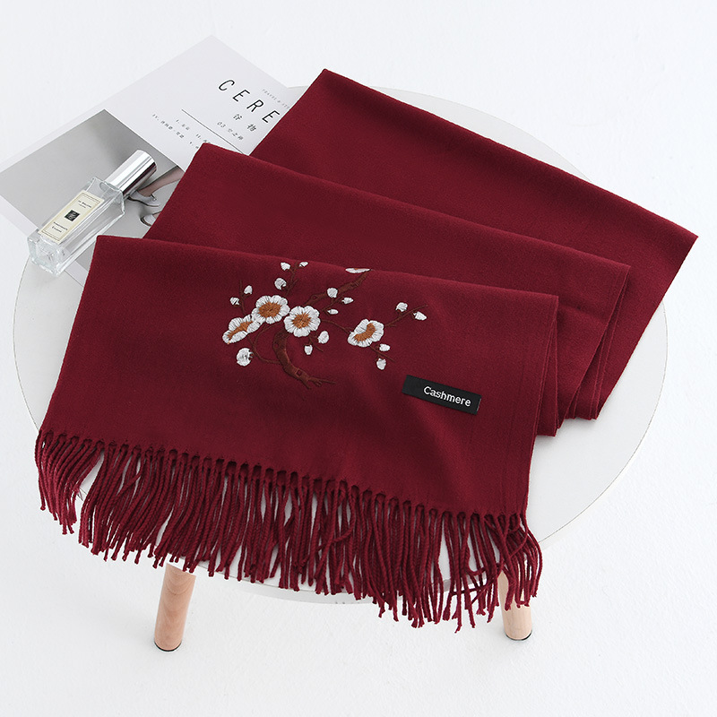 Women-Winter-Cashmere-Like-Plum-Embroidery-Tassel-Ethnic-Elegant-Scarf-Shawl-1349051