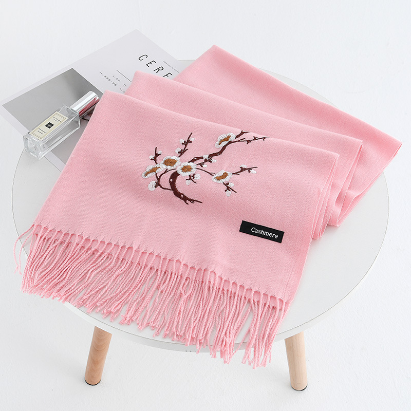 Women-Winter-Cashmere-Like-Plum-Embroidery-Tassel-Ethnic-Elegant-Scarf-Shawl-1349051