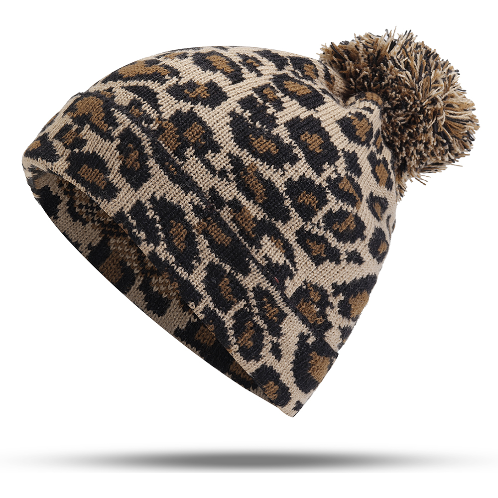 Women-Winter-Casual-Leopard-Print-Pompoms-Knitted-Hat-Beanie-Cap-1370743