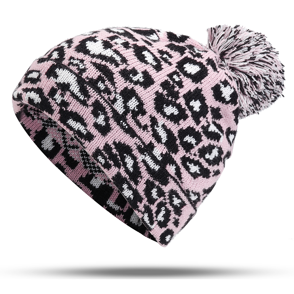 Women-Winter-Casual-Leopard-Print-Pompoms-Knitted-Hat-Beanie-Cap-1370743