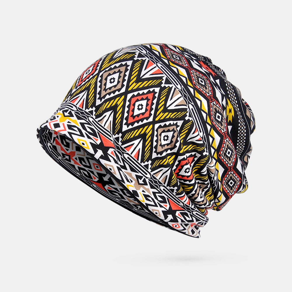 Women-Winter-Cotton-Geometric-Pattern-Multi-purpose-Flower-Printing-Beanie-Cap-Neck-Gaiter-Warm-Face-1576120