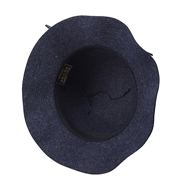 Women-Winter-Elegant-Wool-Bucket-Hat-Bow-Tie-Wide-Brim-Solid-Floppy-Hat-1187124