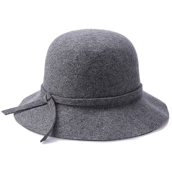 Women-Winter-Elegant-Wool-Bucket-Hat-Bow-Tie-Wide-Brim-Solid-Floppy-Hat-1187124