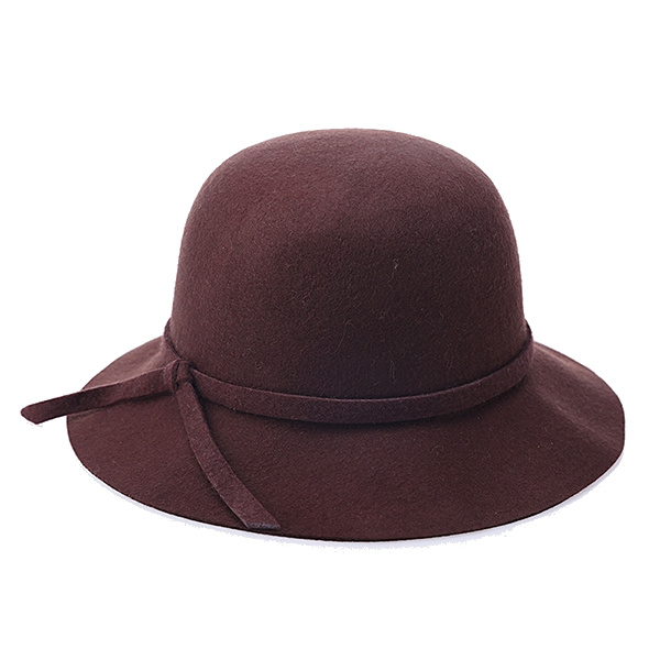 Women-Winter-Elegant-Wool-Bucket-Hat-Bow-Tie-Wide-Brim-Solid-Floppy-Hat-1187124