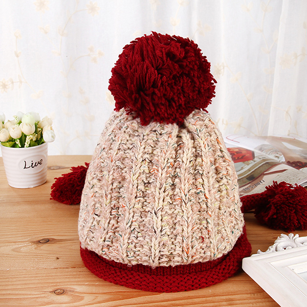 Women-Winter-Warm-Fur-Ball-Knitting-Beanie-Cap-Thick-Bucket-Hat-1206718