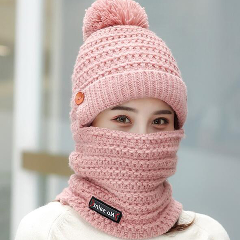 Women-Winter-Warm-Plush-Thicken-Knit-Beanie-Hat-with-Scarf-Earmuffs-Ski-Skull-Cap-1388156