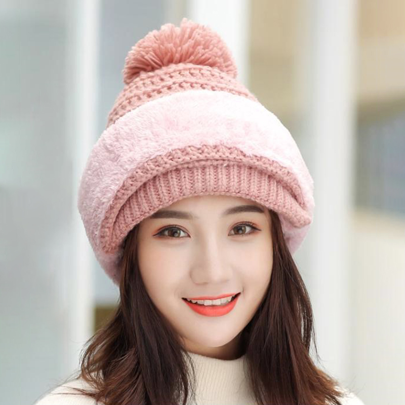 Women-Winter-Warm-Plush-Thicken-Knit-Beanie-Hat-with-Scarf-Earmuffs-Ski-Skull-Cap-1388156