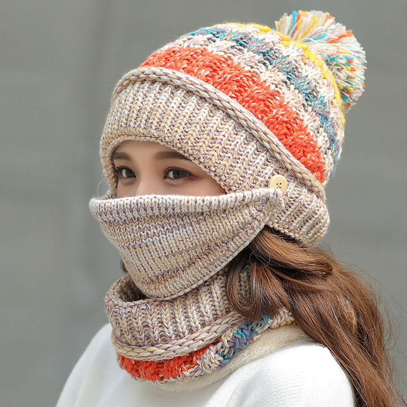 Women-Winter-Warm-Thicken-Plus-Velvet-Knit-Hat-Scarf-Set-with-Face-Mask-Windproof-Earmuffs-Ski-Cap-1365794