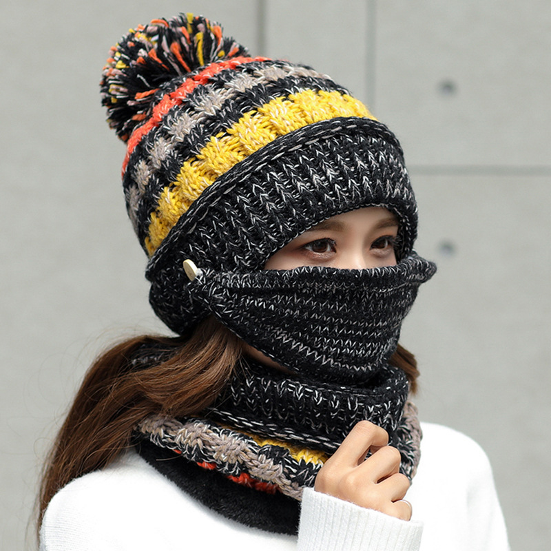 Women-Winter-Warm-Thicken-Plus-Velvet-Knit-Hat-Scarf-Set-with-Face-Mask-Windproof-Earmuffs-Ski-Cap-1365794